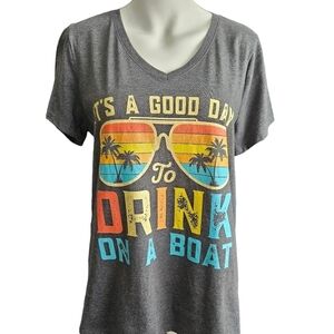 Boat drinking tshirt Womens Sz Large